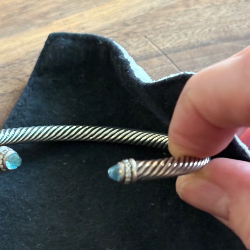 David Yurman Cable Bracelet – Sterling Silver with Gemstone End Caps